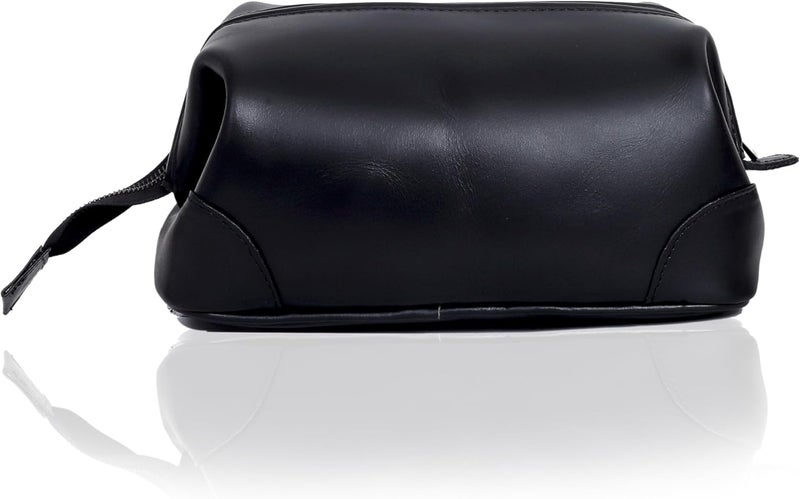 HLC Leather Toiletry Bag for Men Best Gift Premium Genuine Dopp Kit Shaving Kit Organizer Travel Kit Pouch Bag 10 inch Size (Black) - Image 4